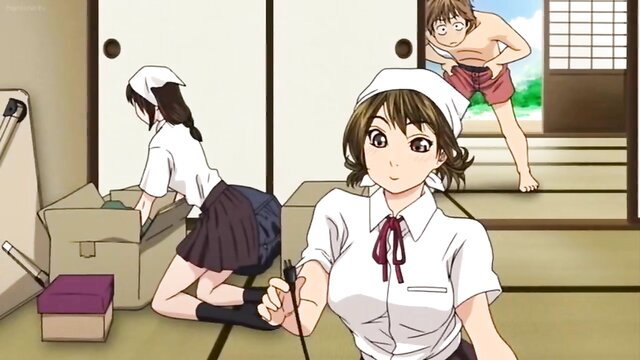 Tayu Tayu hentai schoolgirls in uniforms with big tits cleaning