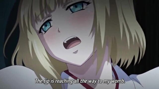 Blonde busty hentai vixen ahegao face during deep womb penetration