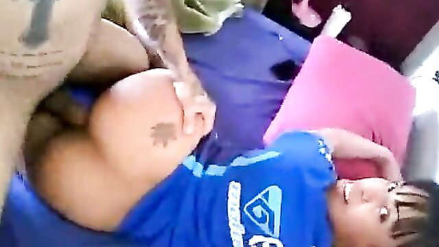 Lucky guy cums on big Asian girl's ass in amateur POV sex