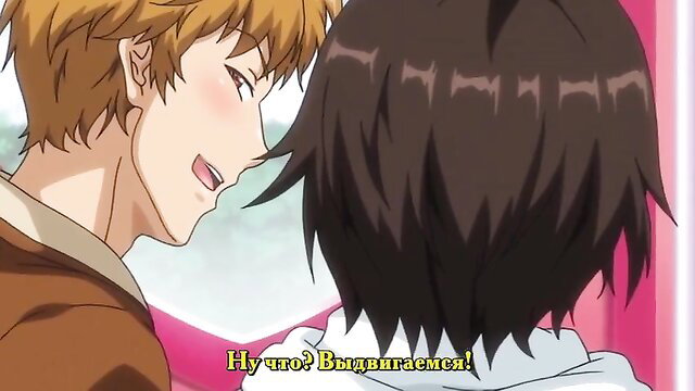 Blushing anime boys whisper intimately in Mizuryuu Kei Land hentai park