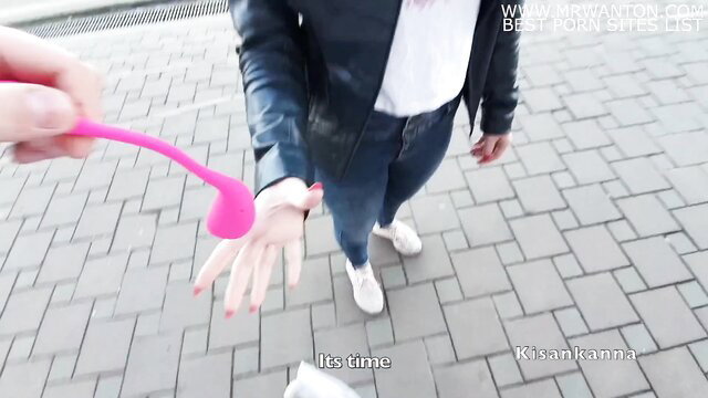 Kisankanna holds pink dildo outdoors, cheating slut vibe