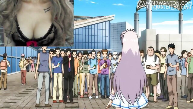 Melinamx as otaku girl groped by crowd on street in lingerie