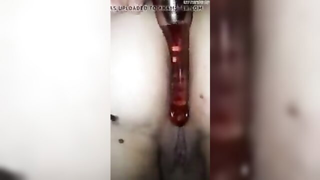 Insatiable BBW MILF stute craves thick red dildo in wet pussy closeup