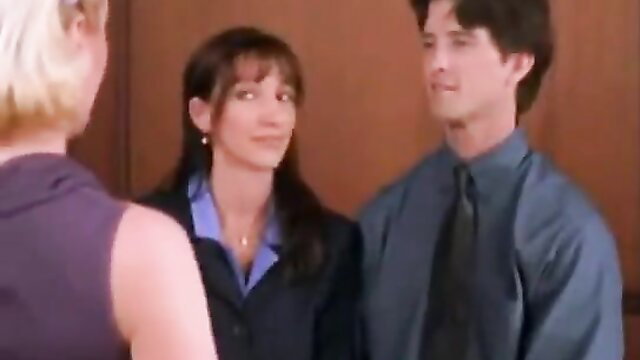 Lauren Hays in office threesome with brunette and man, Perfectly Legal