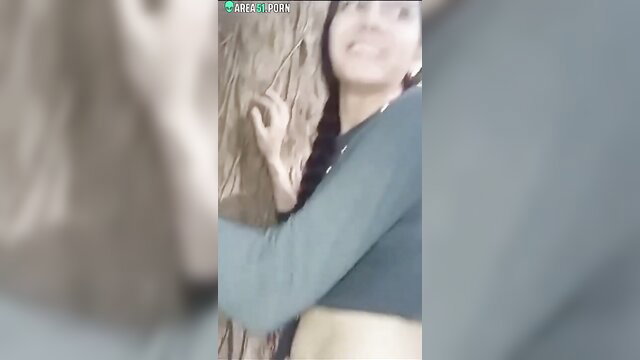 Indian bhabhi grabbed from behind outdoors by handsome guy