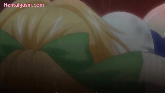 Blonde hentai girl with huge tits in green ribbon bow, Tsugunai 1 subbed