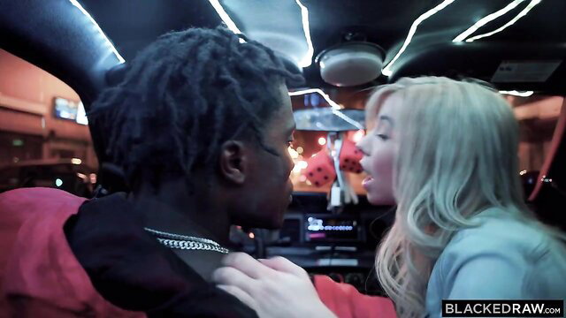 Kenzie Reeves kissing Louie Smalls in Blacked limo BBC hookup