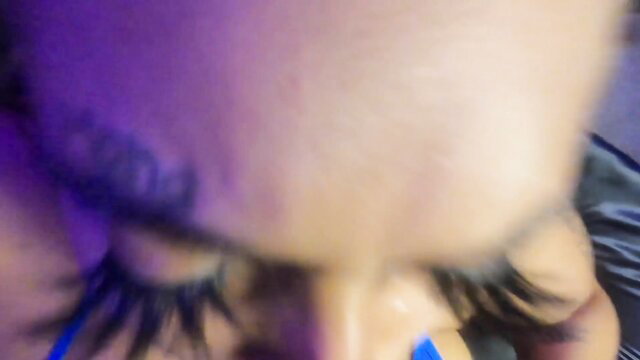 Hennythedancer closeup POV face with heavy lashes and glossy lips