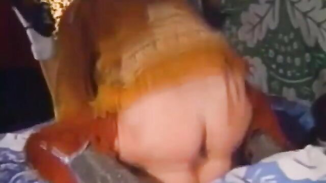 Vintage Western Sailor babe in orange lingerie bent over, big pale ass exposed
