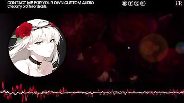 Anime girl with white hair, red rose crown, choker in dark erotic thumbnail