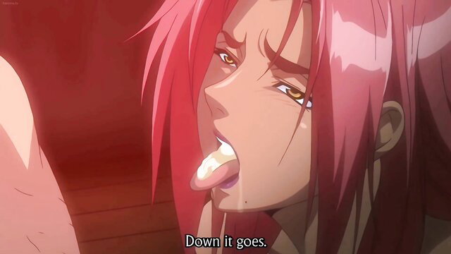 Ingrid from Makai Kishi Ingrid swallows cum in hot hentai blowjob scene