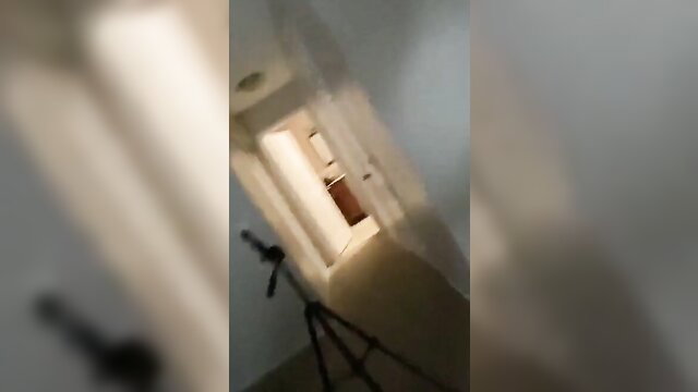 Latina in bedroom POV setup on tripod amateur style