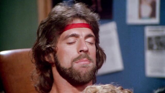Hyapatia Lee vintage closeup with headband and beard guy