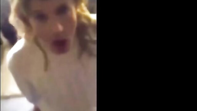 Blonde sissy Jamie on knees with open mouth accepting fate