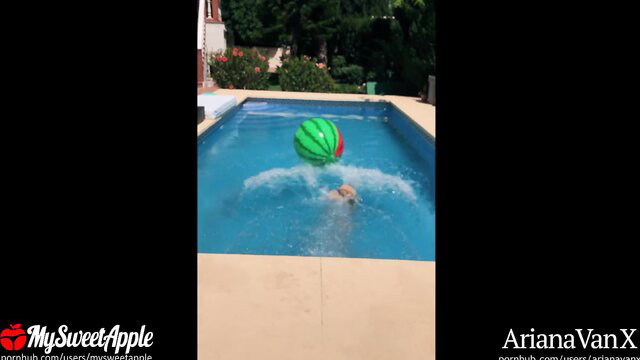 Ariana Van X jumps into pool with watermelon floatie at Summer Threesome Party