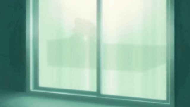 Silhouetted hentai hottie kitten by window, teasing blowjob vibe