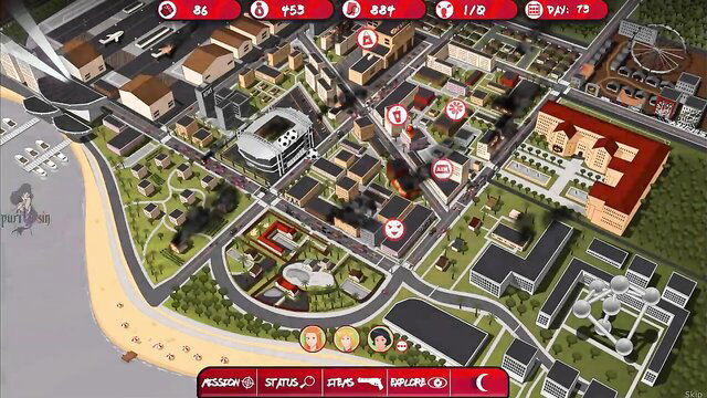 Totally Spies blonde & redhead hentai girls in sexy skirts on city map