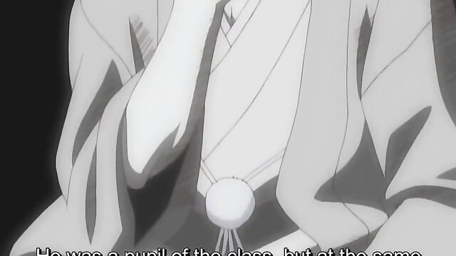 Anime hentai girl in kimono with white orb necklace closeup