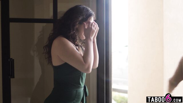 Victoria Voxxx covers eyes in green dress, Cherry Kiss behind in lesbian tease