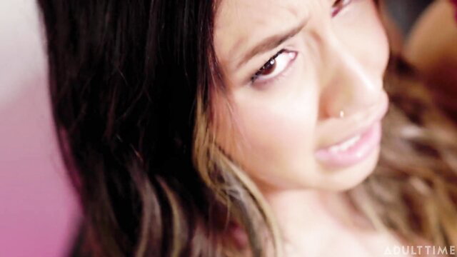 Kimora Quin skinny Asian teen closeup face with worried expression