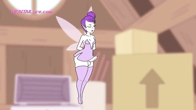 Purple fairy tgirl with huge cock shaking ass in stockings