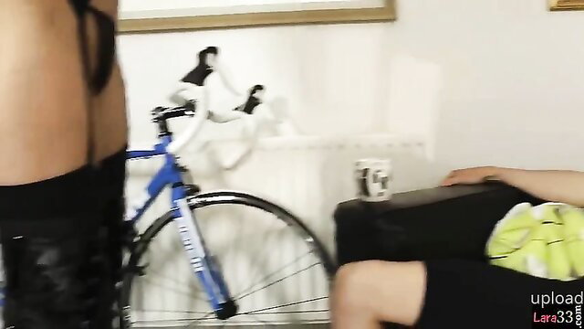British lingerie MILF Lara in leather skirt, toned ass exposed
