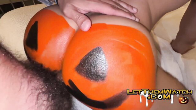 Evan West's pumpkin-painted ass smashed in hardcore gay Halloween breed by Juven