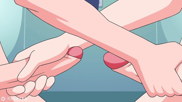 Maruten20 hands stroking two cocks in Understall Undergrads gloryhole scene