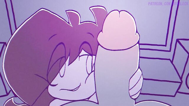 Jenny from Story Time blushes holding thick cock close-up