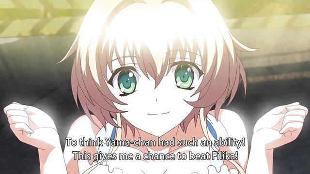 Blonde hentai girl Yama-chan excited, glowing hands in Nuki Doki Ep.3