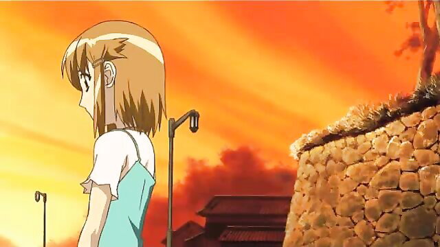 Anime JAV girl in slip dress at sunset, solo softcore tease