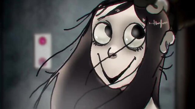 Creepy anime girl Momo with wide eyes and eerie smile from Jason and Momo