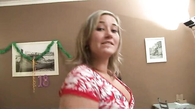 Blonde mature amateur Gabriela in red dress, kinky group sex thumbnail