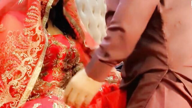 Nora in red bridal saree honeymoon fuck with husband Pakistani big tits