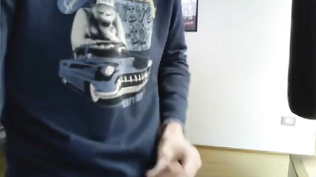 Italian kitten in cool monkey car hoodie, hand near crotch in amateur solo tease