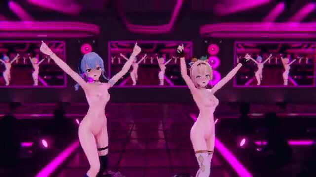 Hoshimachi Suisei & Kazama Iroha VTubers nude stripdance