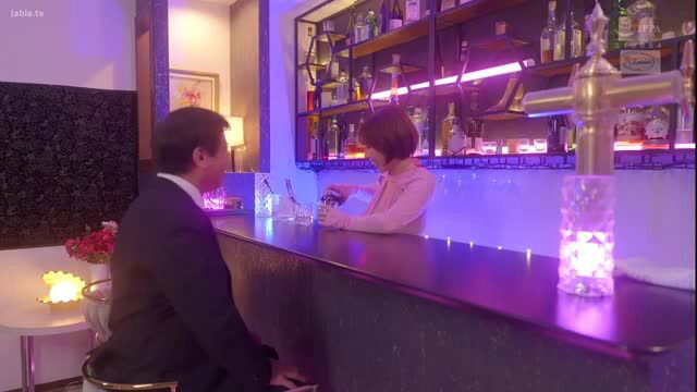Rihou Shishido huge tits snack mama pouring drink in bar suit