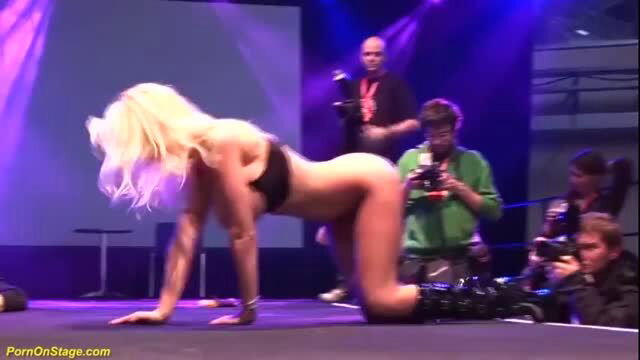 Vivian Schmitt topless blonde German stepmom on public stage
